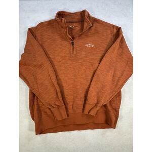 Orvis‎ Mens Quarter Zip Pullover Burnt Orange Trout Embroidered Pima Cotton L